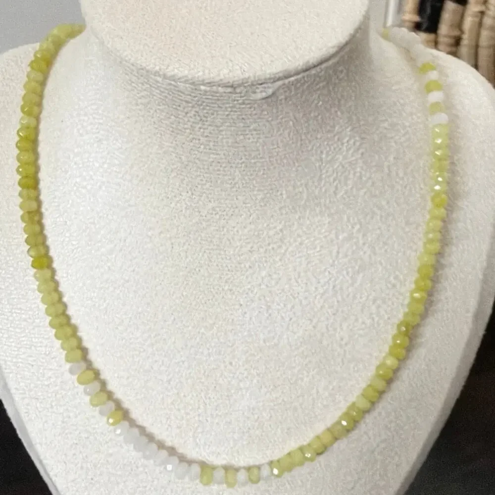 Second Bloom Studio Yellow White Ombre Agate Necklace 17.25